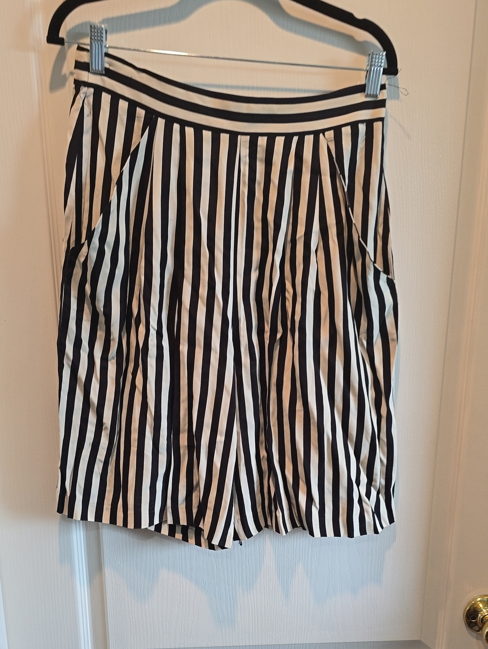 vintage John Roberts black and white striped pleated shorts